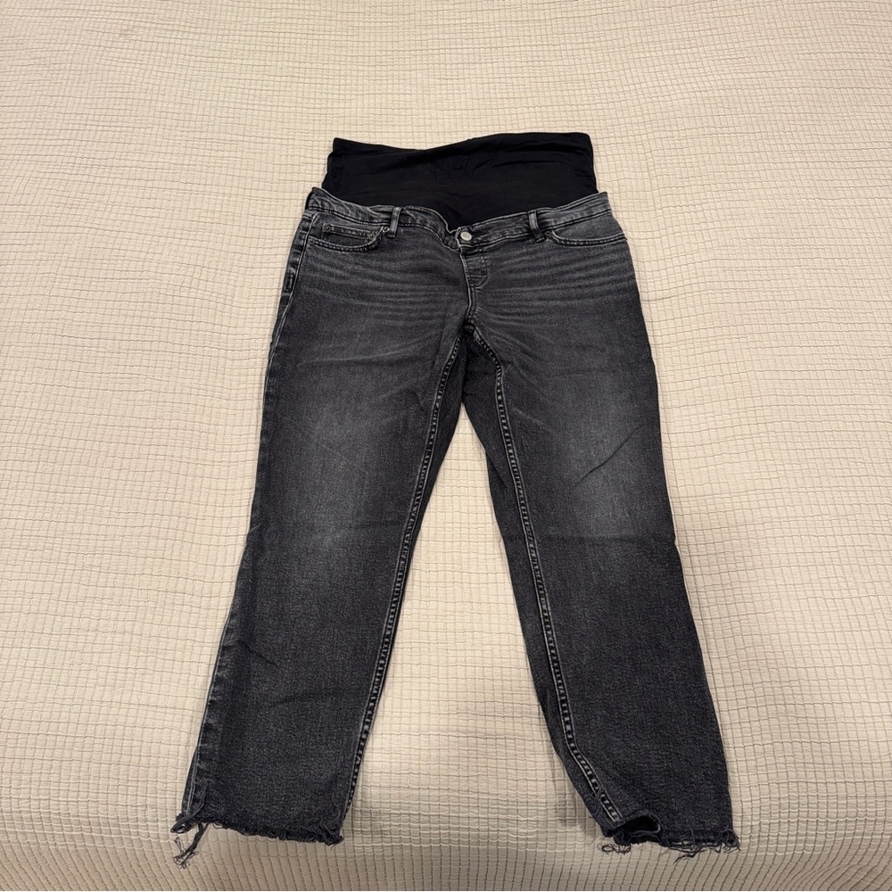 GAP Women's Dark Grey Maternity Jeans - Size 30/10 S